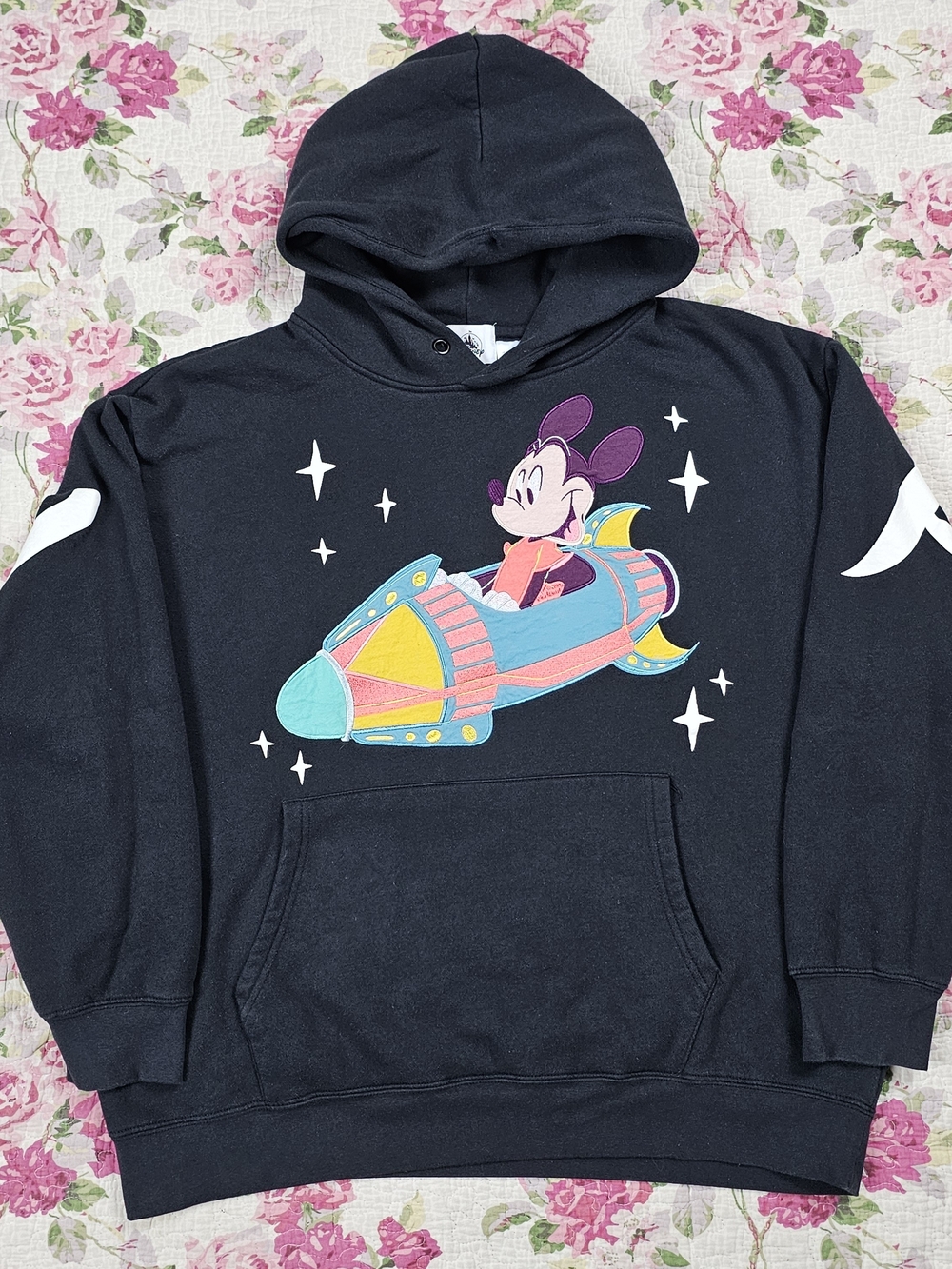 Disney Black Hoodie with Colorful Rocket Mouse Graphic